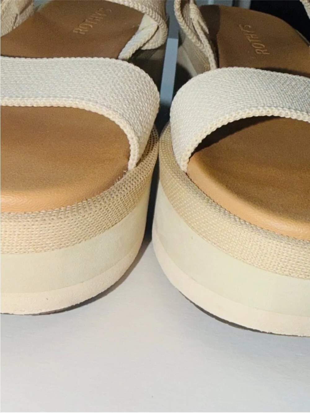 Rothy’s Platform Strappy Sandal in Light Beige - Women's